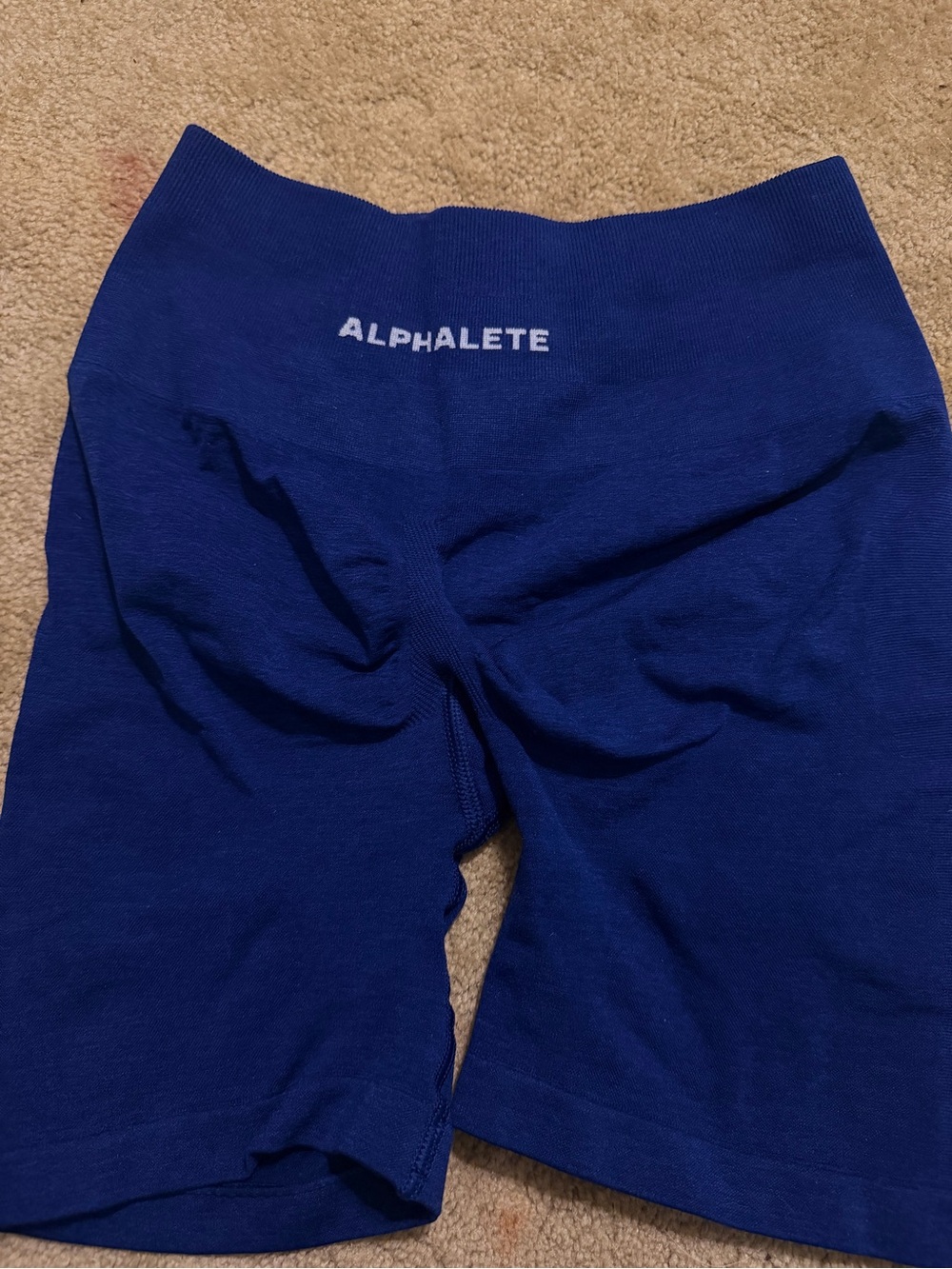 Alphalete Women's Deep Blue Seamless Bike Shorts (Pump High Rise)